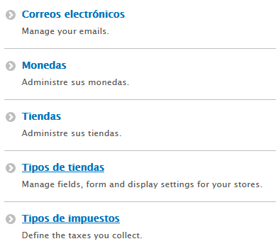 Configuración básica de una tienda general