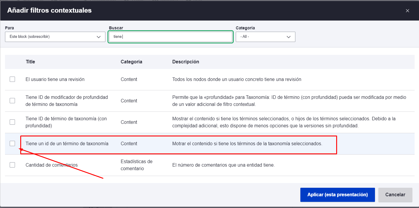 Drupal una Vista de contenido relacionado