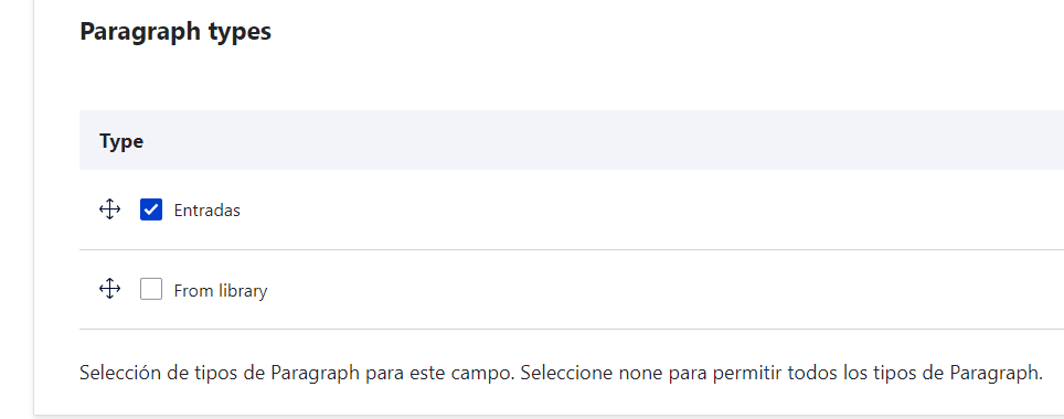 Añadir tipos Paragrahs a contenidos en Drupal