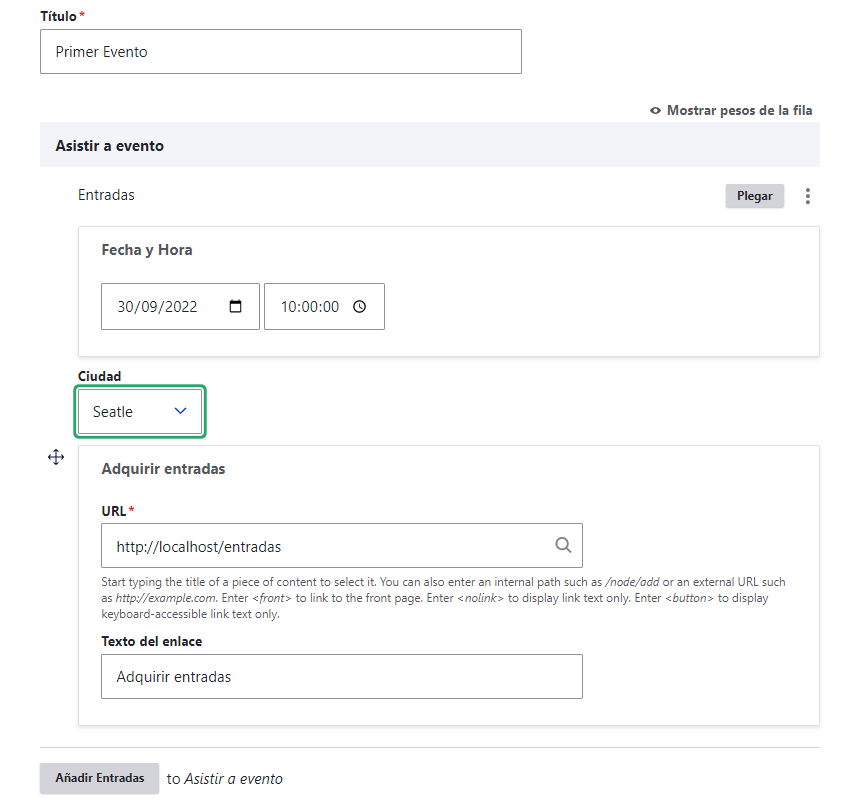 Añadir tipos Paragrahs a contenidos en Drupal