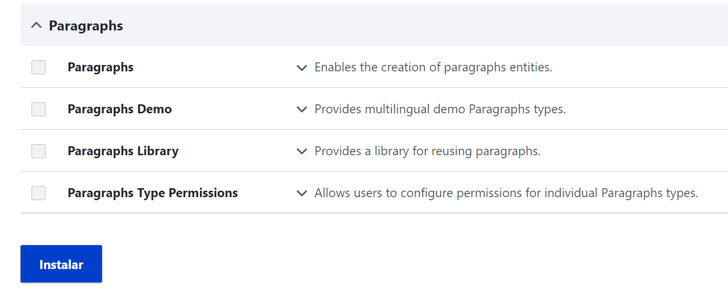 Añadir tipos Paragrahs a contenidos en Drupal