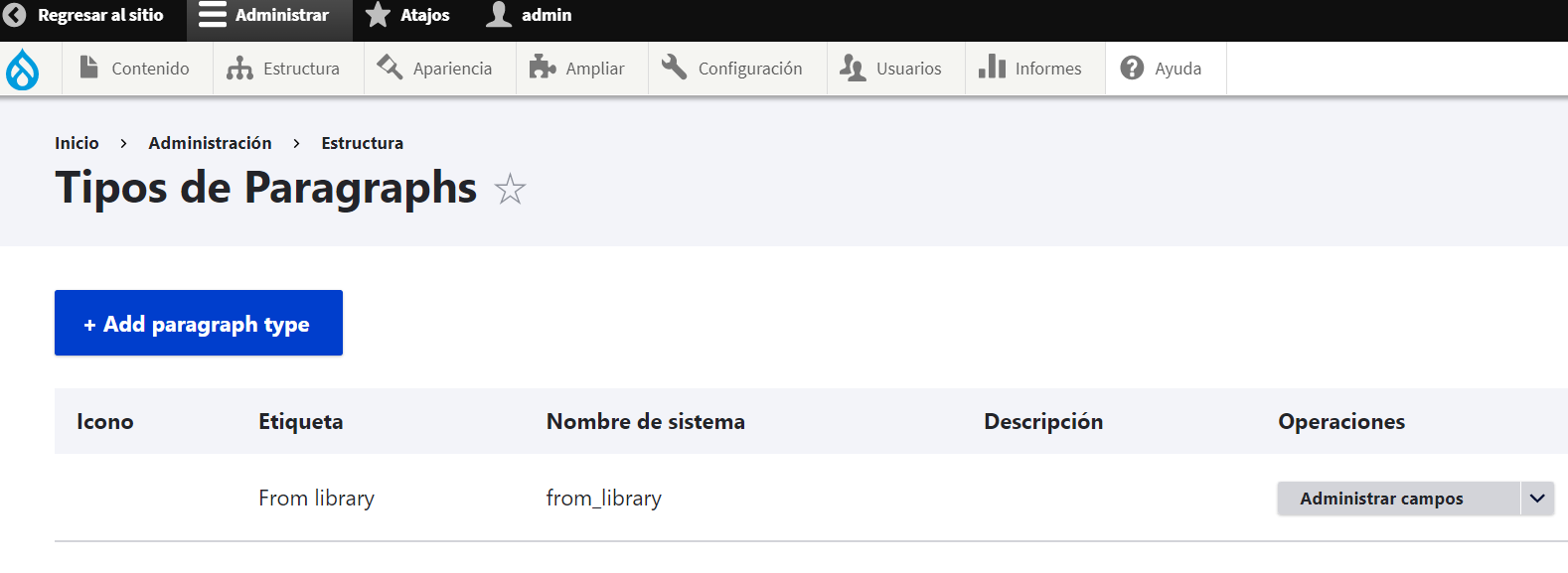 Añadir tipos Paragrahs a contenidos en Drupal