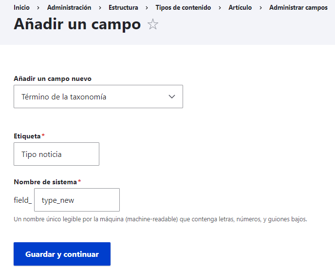 Campo de tipo referencia a termino de taxonomía en Drupal