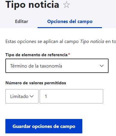 Campo de tipo referencia a termino de taxonomía en Drupal