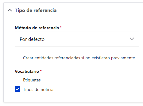 Campo de tipo referencia a termino de taxonomía en Drupal