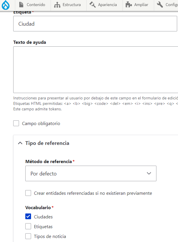 Añadir tipos Paragrahs a contenidos en Drupal