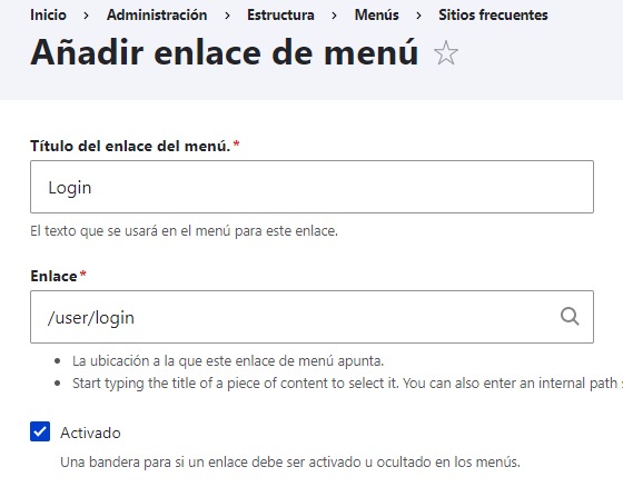 Creacion de Menus en Drupal