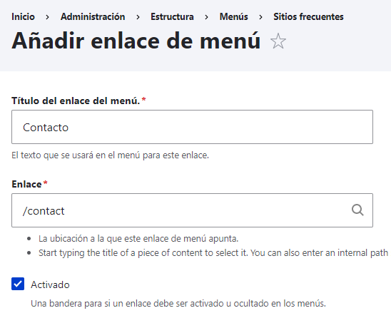 Creacion de Menus en Drupal