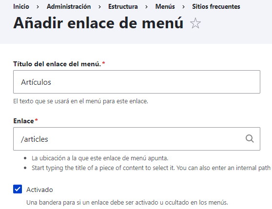 Creacion de Menus en Drupal