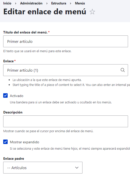 Creacion de Menus en Drupal